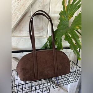 Elegant Brown Suede Dome Shoulder Bag